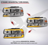 ARMORDILLO® SQ Series 1999-2002 Chevrolet Silverado 1500 Headlights (Crystal Headlights w/ Sequential Signal/LumenX Light Bar) -Chrome Housing