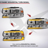 ARMORDILLO® SQ Series 1999-2002 Chevrolet Silverado 1500 Headlights (Crystal Headlights w/ Sequential Signal/LumenX Light Bar) -Chrome Housing