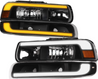 ARMORDILLO® SQ Series 1999-2002 Chevrolet Silverado 1500 Headlights (Crystal Headlights w/ Sequential Signal/LumenX Light Bar) -Black Housing