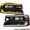 ARMORDILLO® SQ Series 1999-2002 Chevrolet Silverado 1500 Headlights (Crystal Headlights w/ Sequential Signal/LumenX Light Bar) -Black Housing