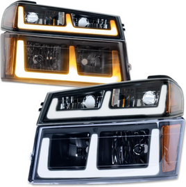 ARMORDILLO® SQ Series 2004-2012 Chevrolet Colorado Headlights (Crystal Headlights w/ Sequential Signal/LumenX Light Bar) -Black Housing
