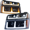 ARMORDILLO® SQ Series 2004-2012 Chevrolet Colorado Headlights (Crystal Headlights w/ Sequential Signal/LumenX Light Bar) -Black Housing