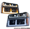 ARMORDILLO® SQ Series 2004-2012 Chevrolet Colorado Headlights (Crystal Headlights w/ Sequential Signal/LumenX Light Bar) -Black Housing