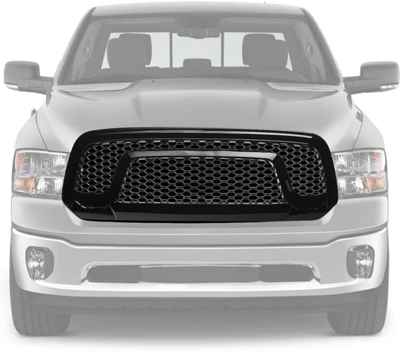 ARMORDILLO® 2013-2018 Dodge RAM 1500 Rebel Honeycomb Mesh Style Front Hood Bumper Grille -Gloss Black
