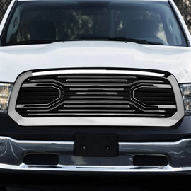 ARMORDILLO® 2010-2018 Dodge RAM 2500 3500 4500 5500 Big Horn Horizontal Style Front Hood Bumper Grille -Chrome