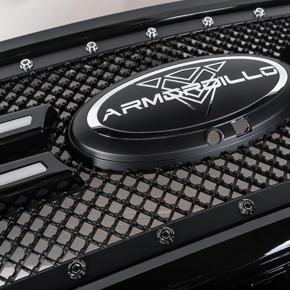 ARMORDILLO® 2021-2023 Ford F-150 RVT Rivet Bolt Steel Wire Mesh Style LED Front Grille -Gloss Black