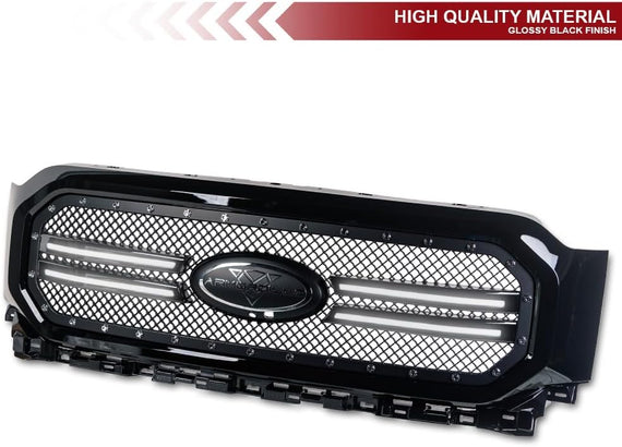 ARMORDILLO® 2021-2023 Ford F-150 RVT Rivet Bolt Steel Wire Mesh Style LED Front Grille -Gloss Black