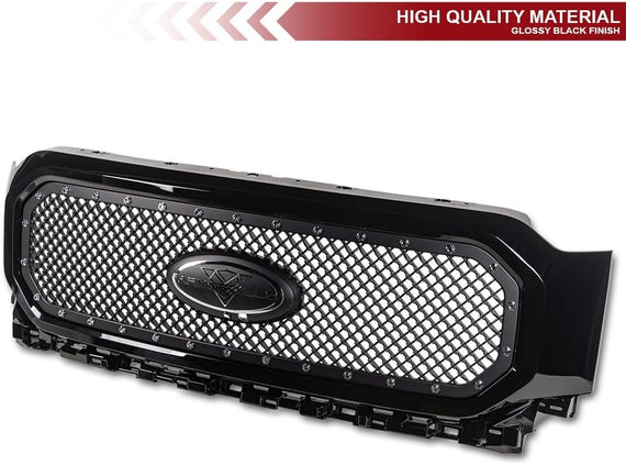 ARMORDILLO® 2021-2023 Ford F-150 RVT Rivet Bolt Steel Wire Mesh Style Front Grille -Gloss Black