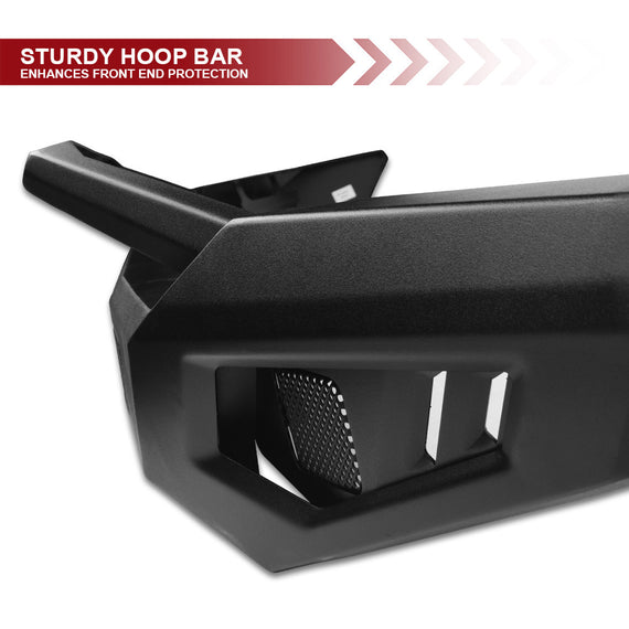 ARMORDILLO® WARHORN Series 2015-2017 Ford F-150 Steel Front Bumper w/ Skid Plate & Hoop Bar -Matte Black