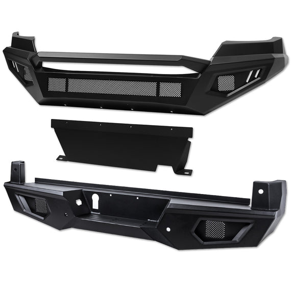 ARMORDILLO® LD2 SERIES 2016-2023 Toyota Tacoma Full Width Steel Front & Rear Bumper +Skid Plate Bodykit -Matte Black