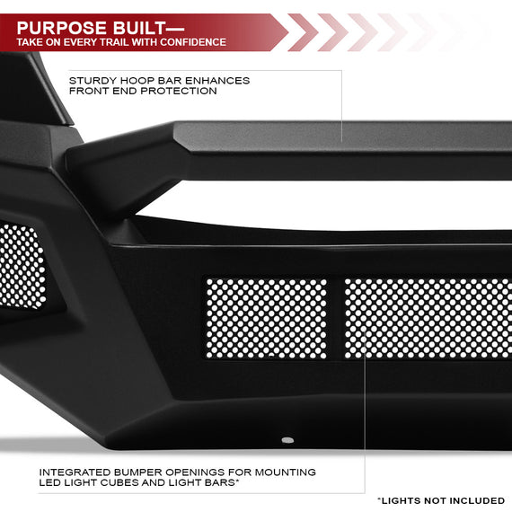 ARMORDILLO® LD2 SERIES 2016-2023 Toyota Tacoma Full Width Steel Front & Rear Bumper +Skid Plate Bodykit -Matte Black