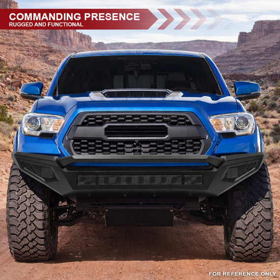 ARMORDILLO® LD2 SERIES 2016-2023 Toyota Tacoma Full Width Steel Front & Rear Bumper +Skid Plate Bodykit -Matte Black